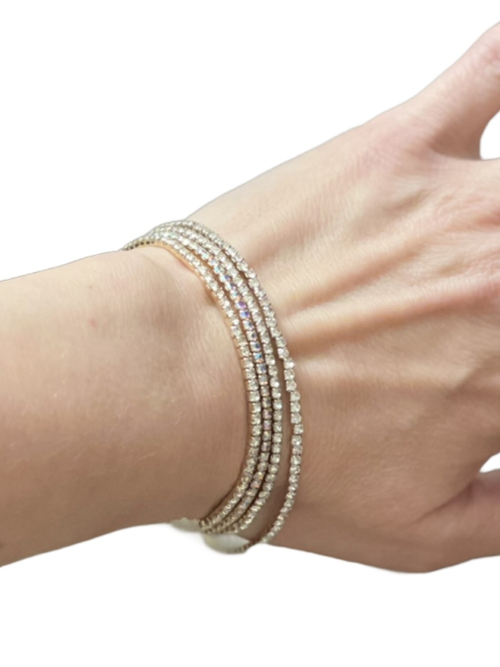 Sparkling Silver Multi-Row Crystal Bracelet